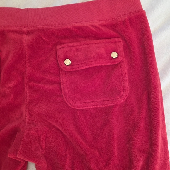 Vintage Y2K Juicy Couture Cherry Red Velour Jogger Track Pants 🍒 - Picture 6 of 8